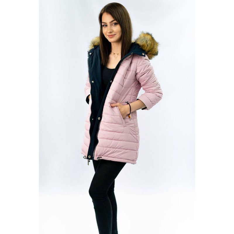 REVERSIBLE HOODED JACKET NAVY BLUE-PINK (W213) striukė