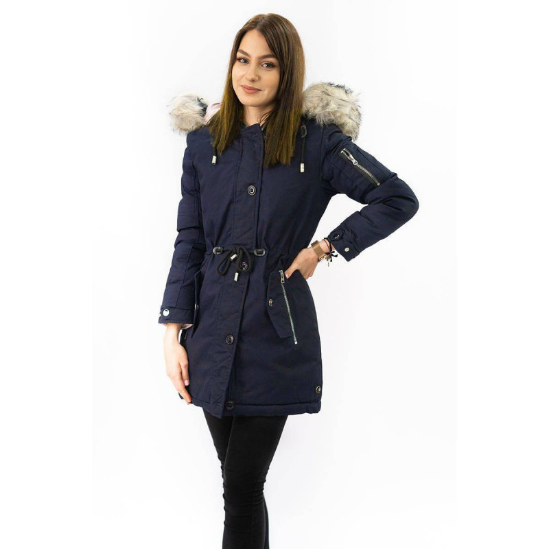 REVERSIBLE HOODED JACKET NAVY BLUE-PINK (W631) striukė