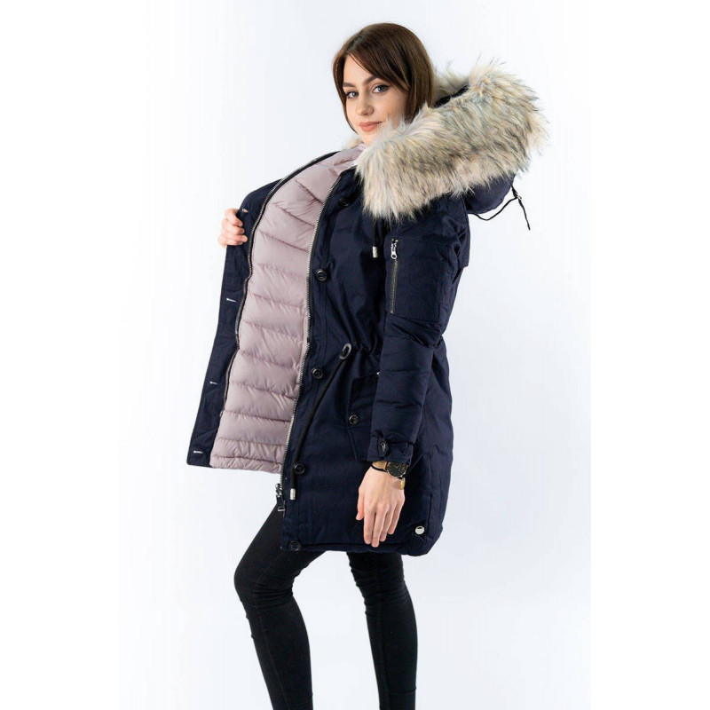 REVERSIBLE HOODED JACKET NAVY BLUE-PINK (W631) striukė