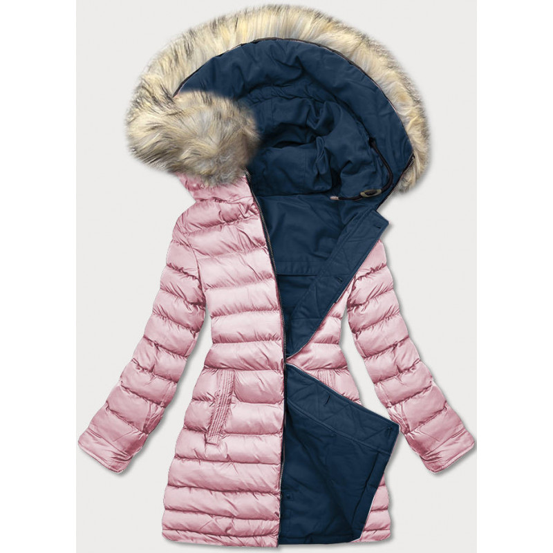 REVERSIBLE HOODED JACKET NAVY BLUE-PINK (W631) striukė