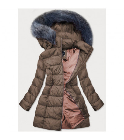 LONG QUILTED JACKET BROWN (7701) striukė