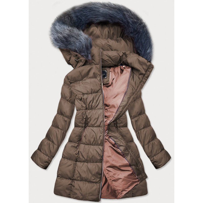 LONG QUILTED JACKET BROWN (7701) striukė