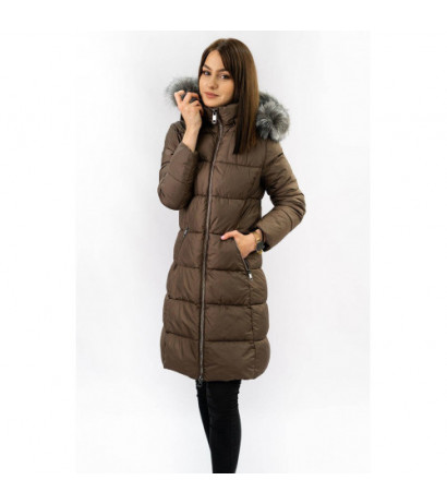 LONG QUILTED JACKET BROWN (7701) striukė