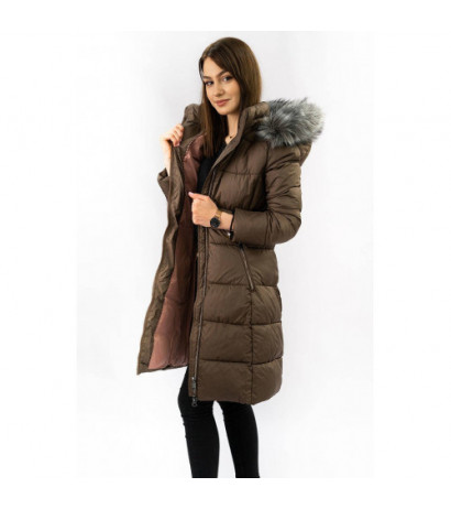 LONG QUILTED JACKET BROWN (7701) striukė