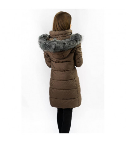 LONG QUILTED JACKET BROWN (7701) striukė