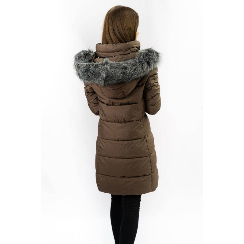 LONG QUILTED JACKET BROWN (7701) striukė