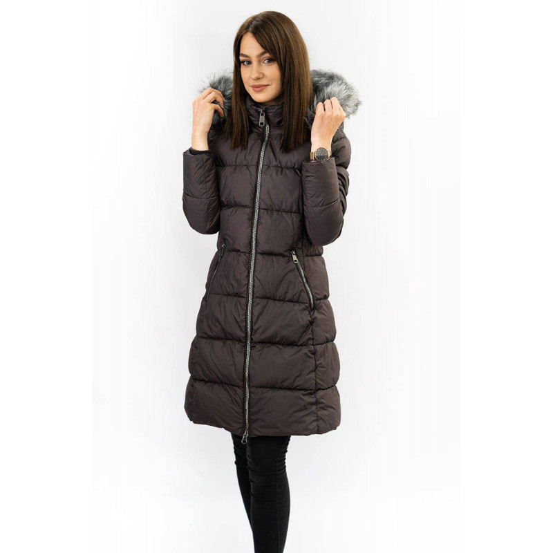 LONG QUILTED JACKET AUBERGINE (7701) striukė