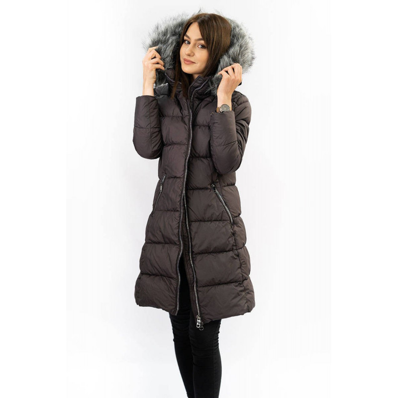 LONG QUILTED JACKET AUBERGINE (7701) striukė