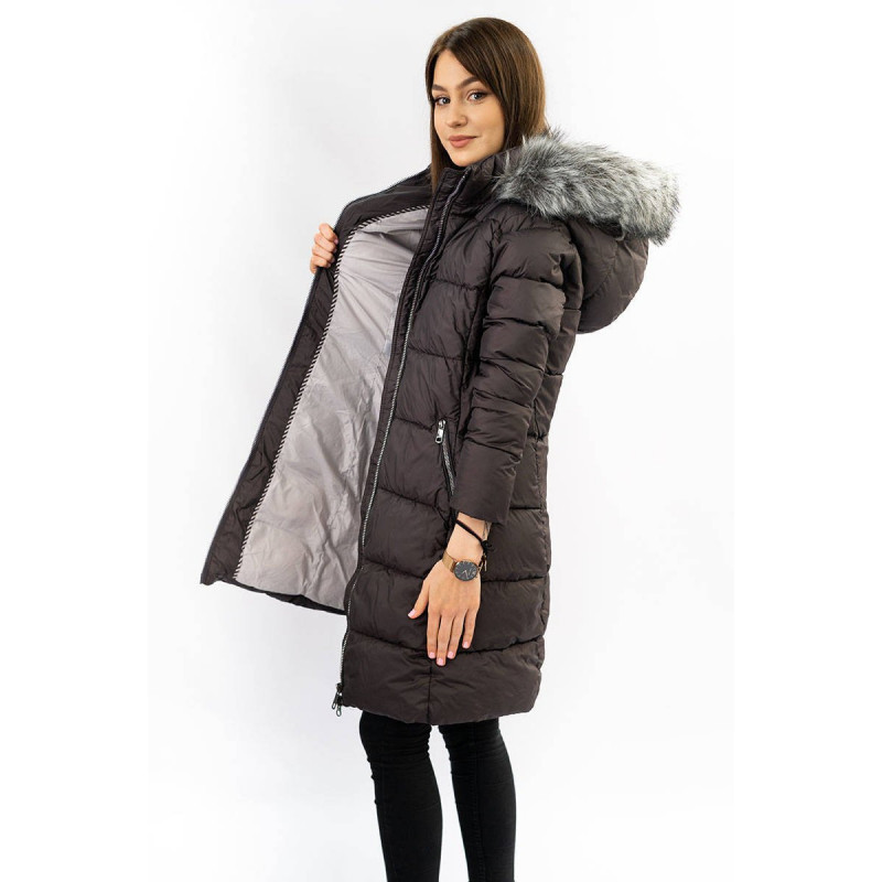 LONG QUILTED JACKET AUBERGINE (7701) striukė