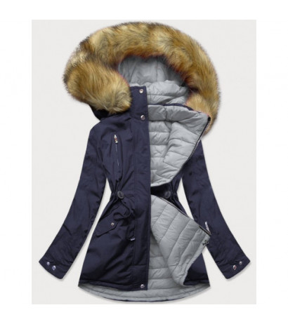 REVERSIBLE HOODED JACKET NAVY BLUE-GREY (W213BIG) striukė