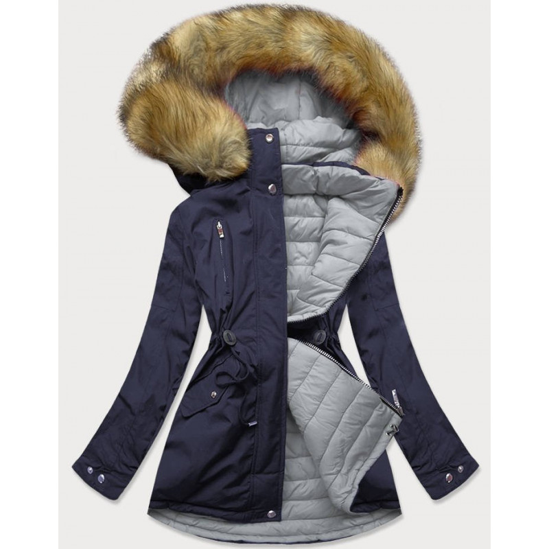 REVERSIBLE HOODED JACKET NAVY BLUE-GREY (W213BIG) striukė