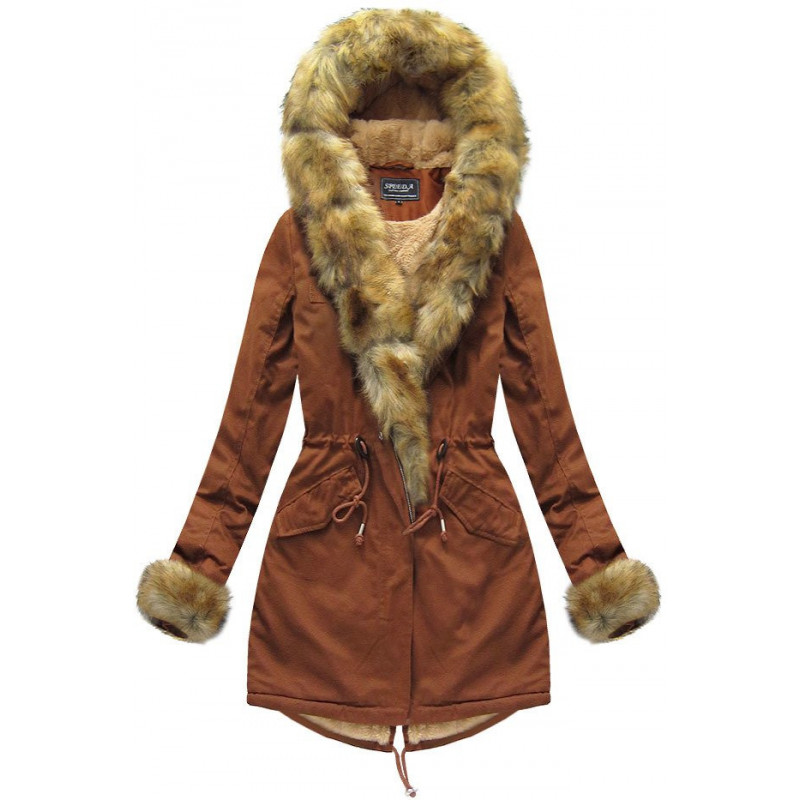 COTTON PARKA WITH FUR CARAMEL (XW793X) striukė