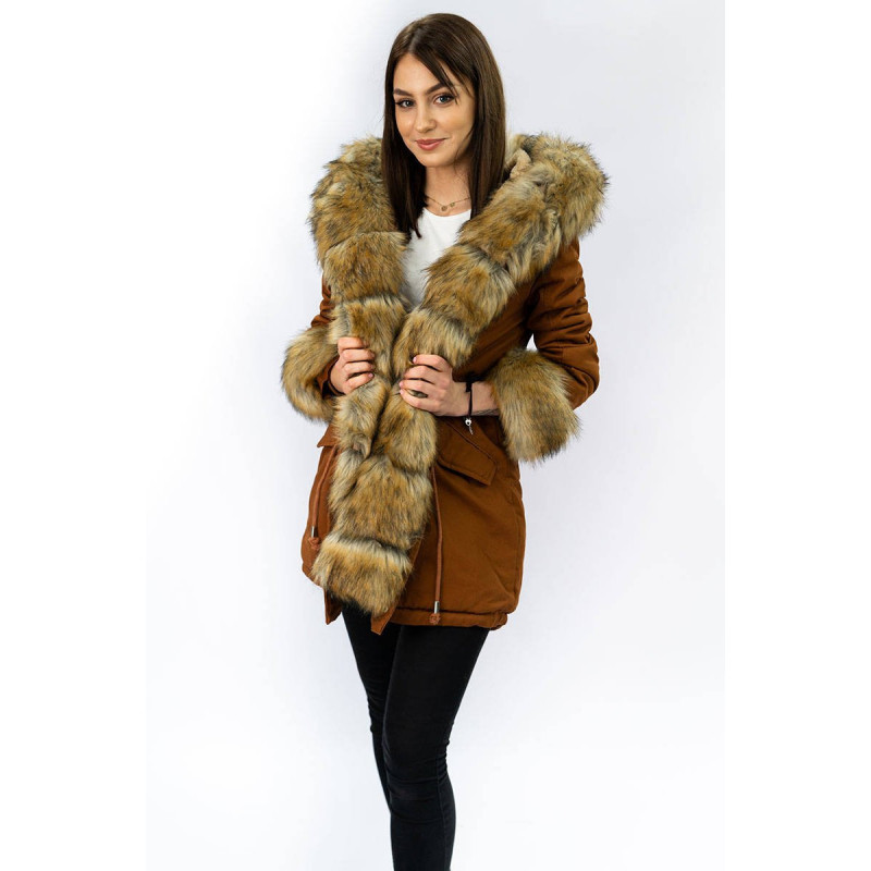 COTTON PARKA WITH FUR CARAMEL (XW793X) striukė