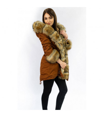 COTTON PARKA WITH FUR CARAMEL (XW793X) striukė