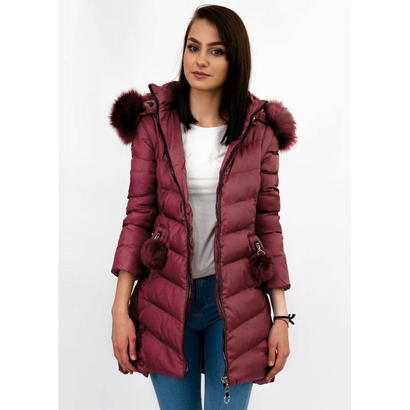 WINTER JACKET WITH DETACHABLE SLEEVES BURGUNDY (W761) striukė