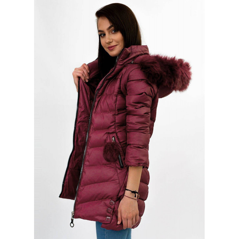 WINTER JACKET WITH DETACHABLE SLEEVES BURGUNDY (W761) striukė