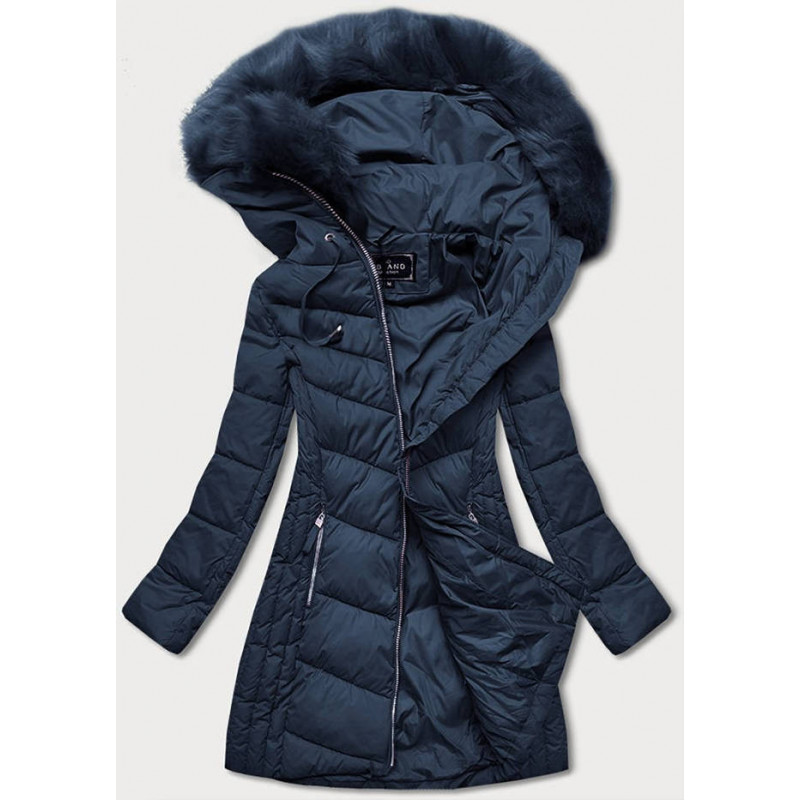 LONG QUILTED JACKET NAVY BLUE (7689) striukė