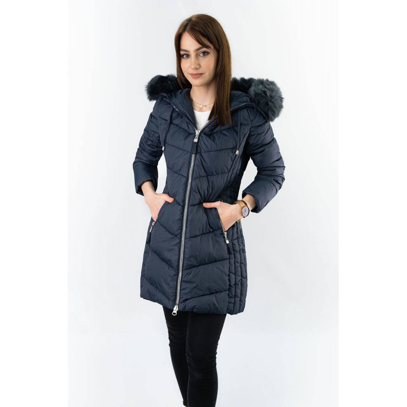 LONG QUILTED JACKET NAVY BLUE (7689) striukė