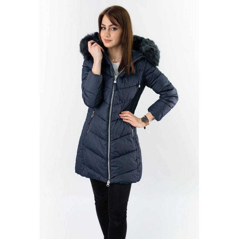 LONG QUILTED JACKET NAVY BLUE (7689) striukė