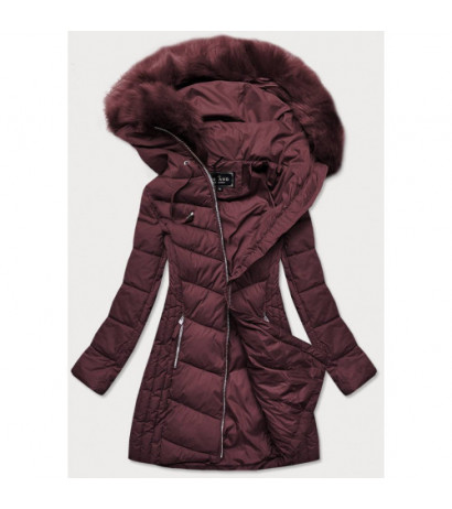 LONG QUILTED JACKET BURGUNDY (7689) striukė