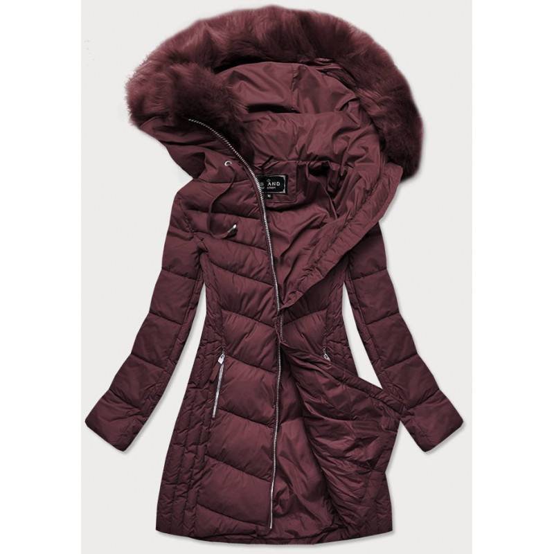 LONG QUILTED JACKET BURGUNDY (7689) striukė