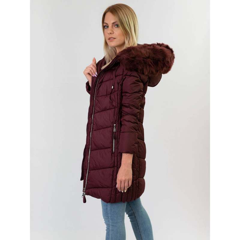 LONG QUILTED JACKET BURGUNDY (7689) striukė