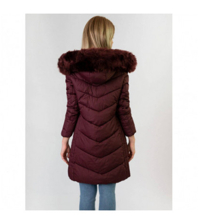 LONG QUILTED JACKET BURGUNDY (7689) striukė