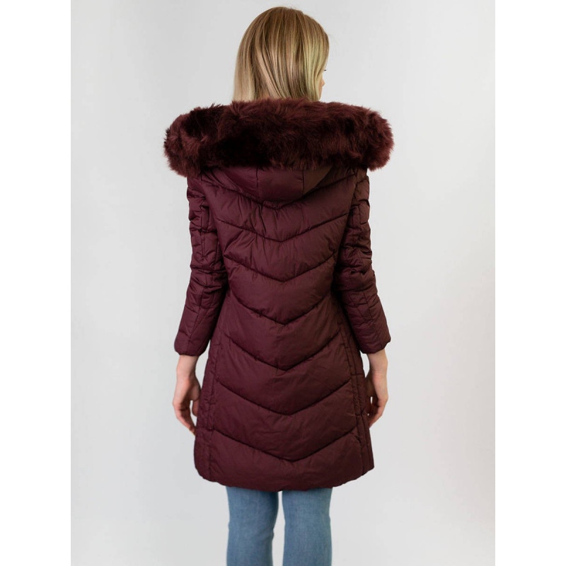 LONG QUILTED JACKET BURGUNDY (7689) striukė