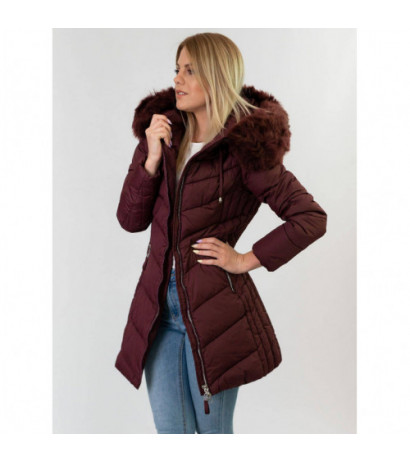 LONG QUILTED JACKET BURGUNDY (7689) striukė