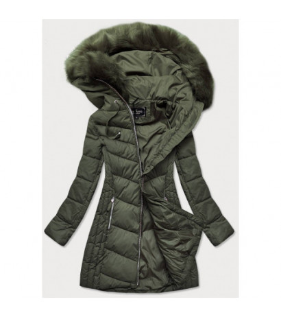 LONG QUILTED JACKET KHAKI (7689) striukė