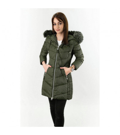 LONG QUILTED JACKET KHAKI (7689) striukė