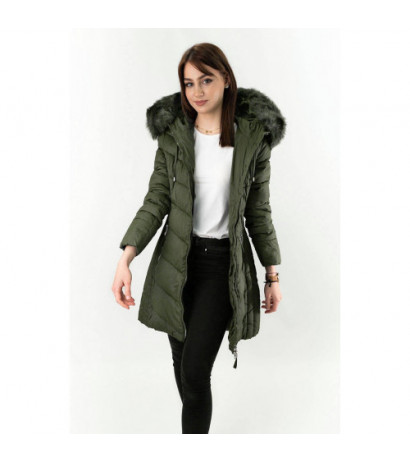 LONG QUILTED JACKET KHAKI (7689) striukė