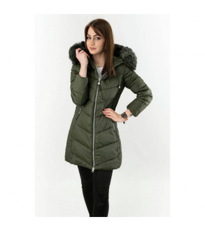 LONG QUILTED JACKET KHAKI (7689) striukė