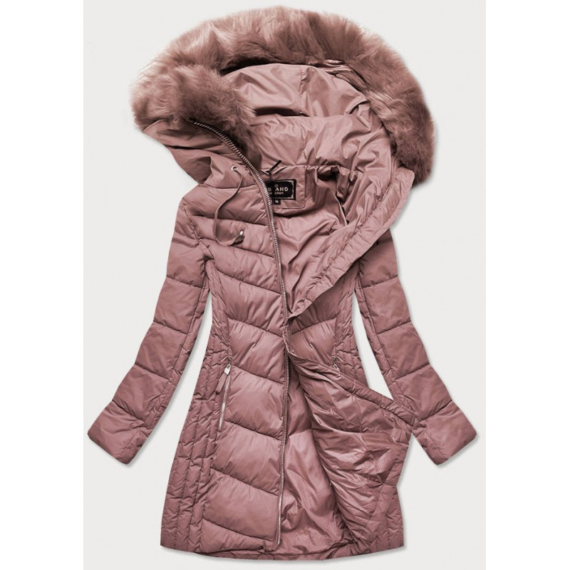 LONG QUILTED JACKET VINTAGE PINK (7689) striukė