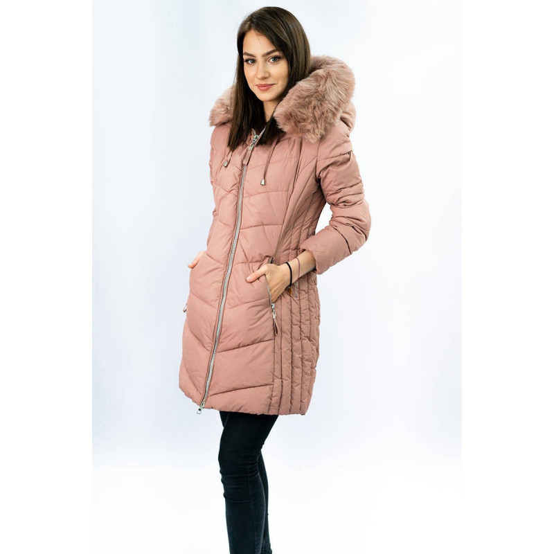 LONG QUILTED JACKET VINTAGE PINK (7689) striukė