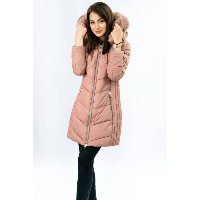 LONG QUILTED JACKET VINTAGE PINK (7689) striukė