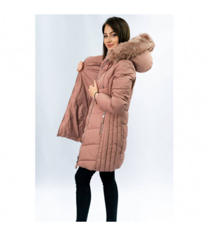 LONG QUILTED JACKET VINTAGE PINK (7689) striukė