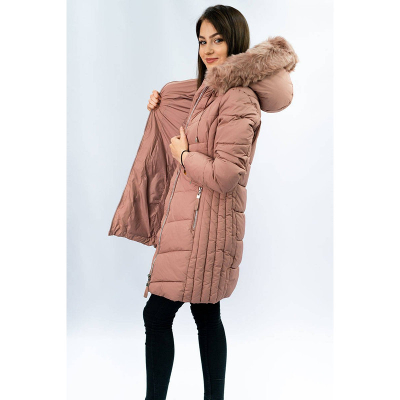 LONG QUILTED JACKET VINTAGE PINK (7689) striukė