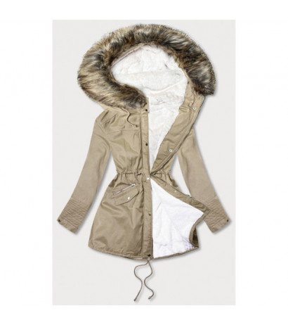 FUR HOODED PARKA BEIGE (7602BIG) striukė