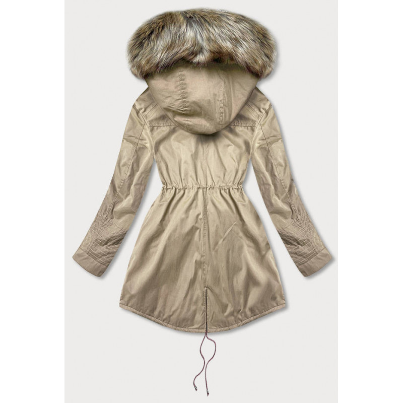 FUR HOODED PARKA BEIGE (7602BIG) striukė