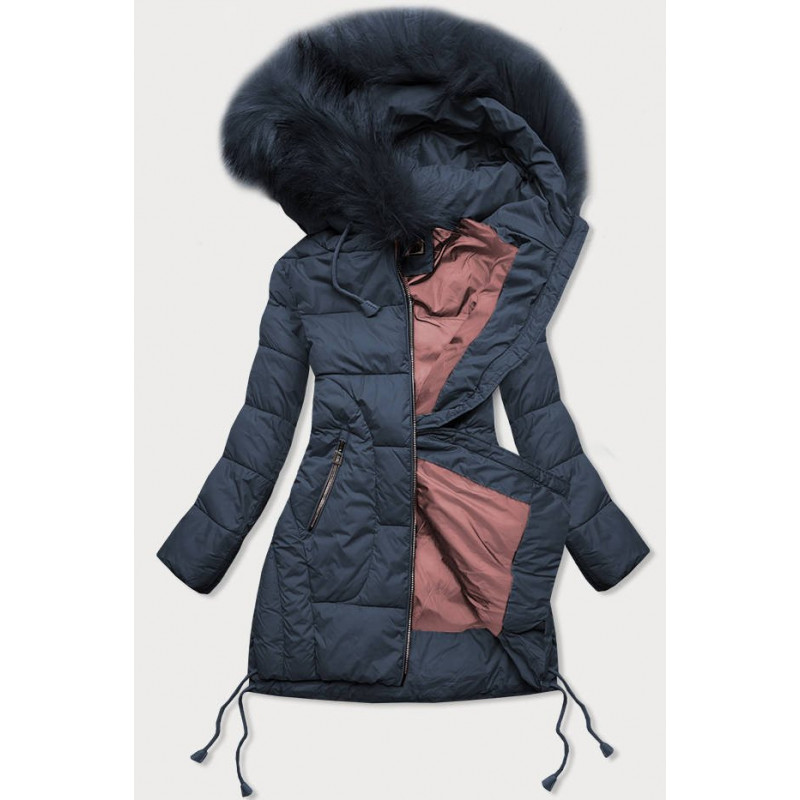 QUILTED HOODED JACKET NAVY BLUE (7690) striukė