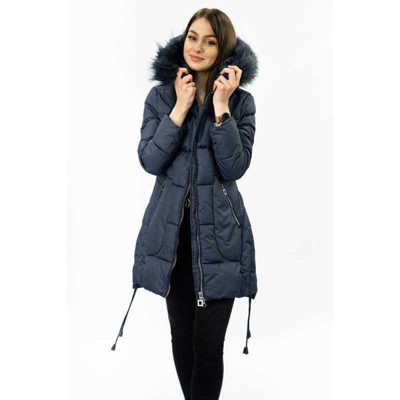 QUILTED HOODED JACKET NAVY BLUE (7690) striukė