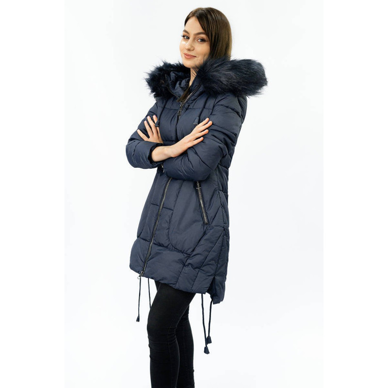 QUILTED HOODED JACKET NAVY BLUE (7690) striukė