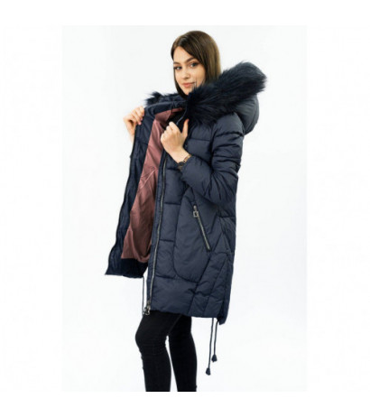 QUILTED HOODED JACKET NAVY BLUE (7690) striukė