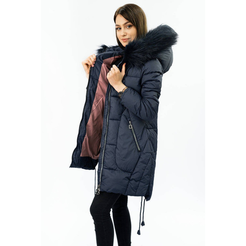 QUILTED HOODED JACKET NAVY BLUE (7690) striukė