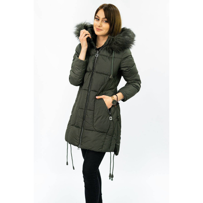 QUILTED HOODED JACKET KHAKI (7690) striukė