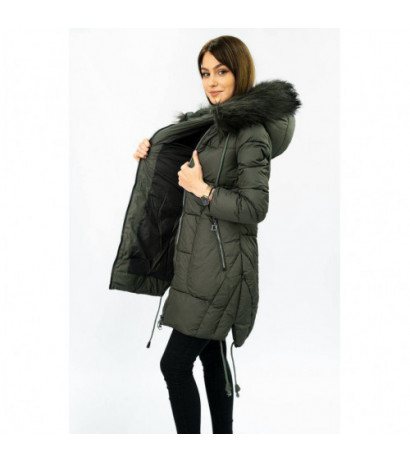 QUILTED HOODED JACKET KHAKI (7690) striukė