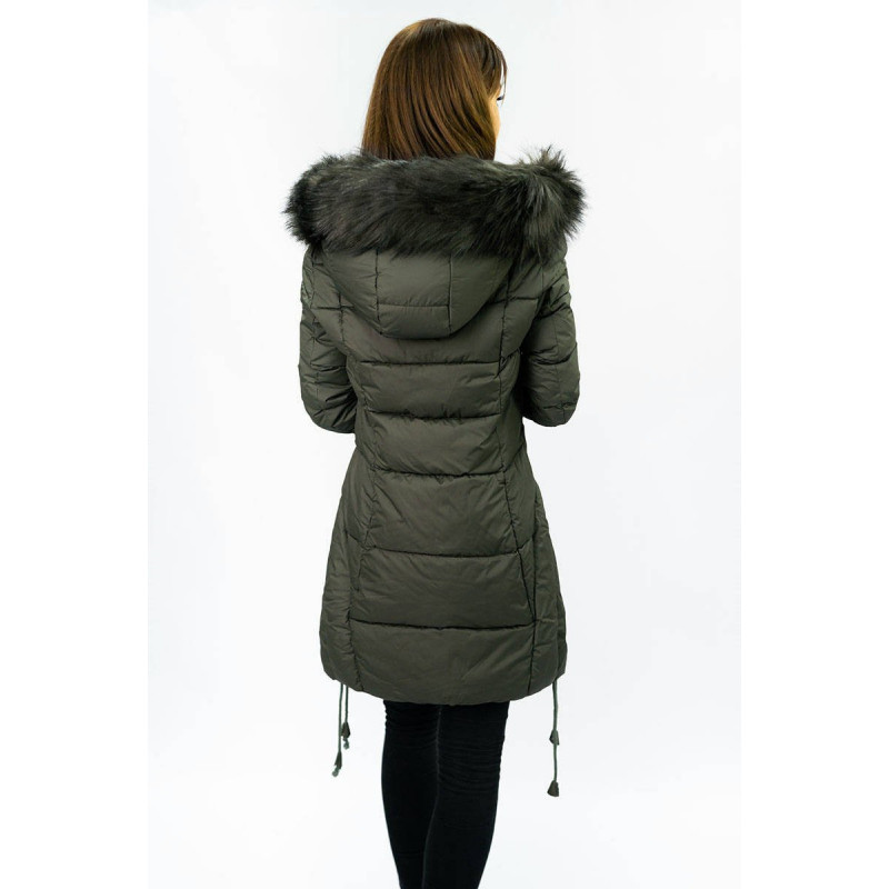 QUILTED HOODED JACKET KHAKI (7690) striukė