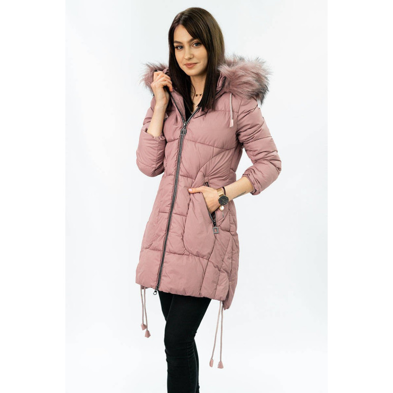 QUILTED HOODED JACKET VINTAGE PINK (7690) striukė