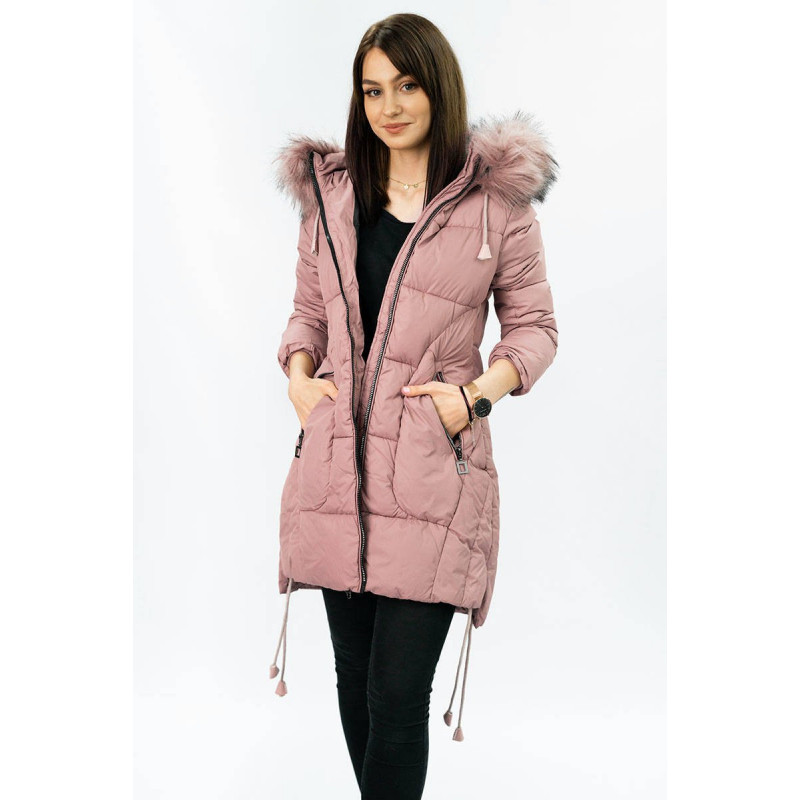 QUILTED HOODED JACKET VINTAGE PINK (7690) striukė